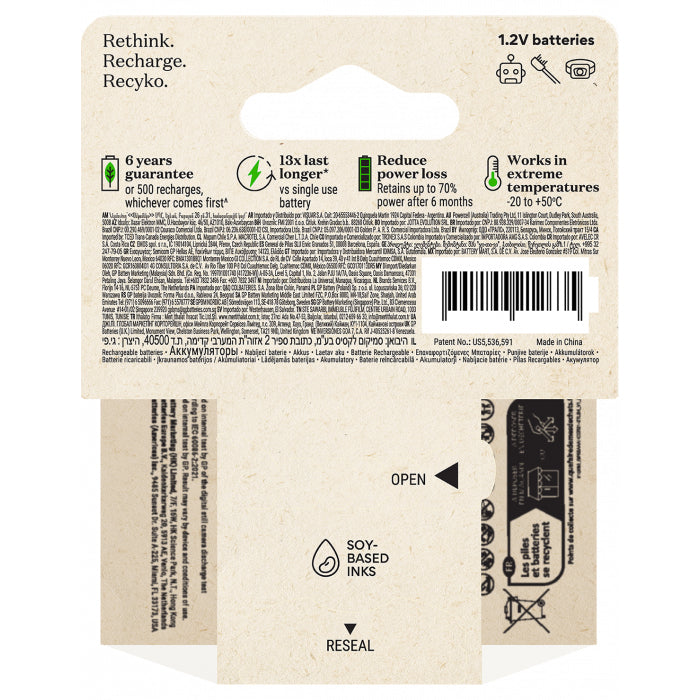 GP Batteries AAA Akkus, Nickel-Metallhydrid (NiMH), 950 mAh, 1,2 V, 4 Stk.