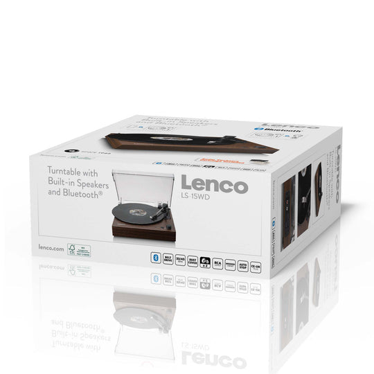 Lenco LS-15WD – Plattenspieler (Riemenantrieb), Bluetooth, Phono-Vorverstärker, 33⅓/45 – Braun