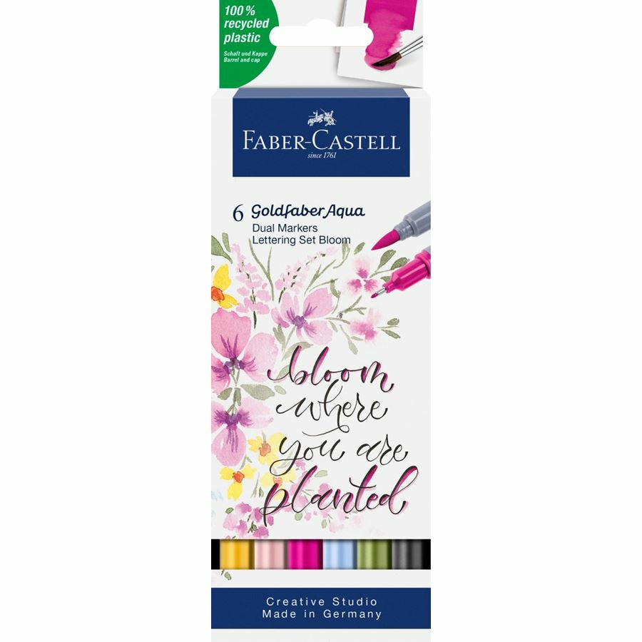 Faber-Castell Goldfaber Dual Marker Aqua Fineliner – 6er-Set – 6 Farben, sortiert