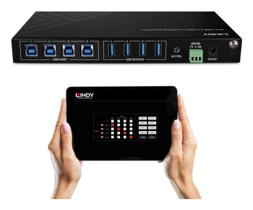Lindy USB-Matrix-Switch 4×4, USB 3.2 Gen 1