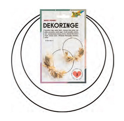 Folia Deko-Ringe – schwarz, Ø 250 + 300 mm, 2 Stück, zum Basteln, Metall