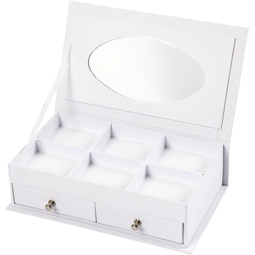 Creativ Company Schmuckkästchen, Karton, Weiss, 18 × 5 × 10,5 cm, Eckig
