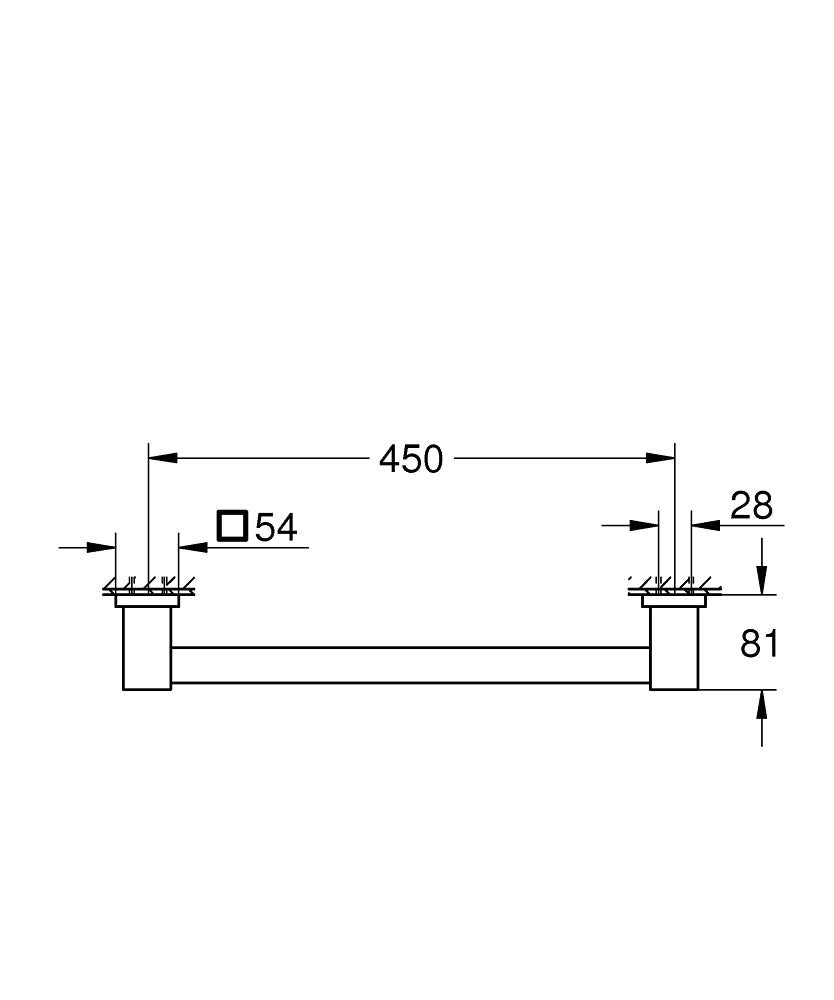 GROHE Wannengriff – 50,4×7,9 cm, Metall, zum Schrauben, Schwarz