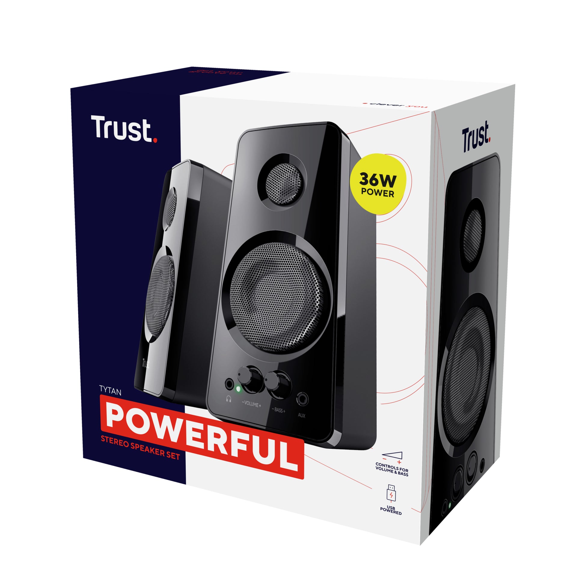 Trust Tytan, Paar – PC-Lautsprecher-Set – 2.0, 18 W, 3,5 mm Klinke, USB, Schwarz