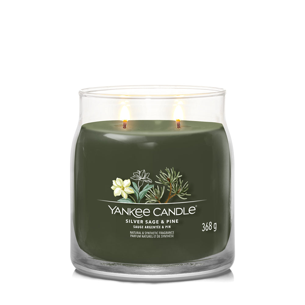 Yankee Candle Silver Sage & Pine – Duftkerze, Medium Jar