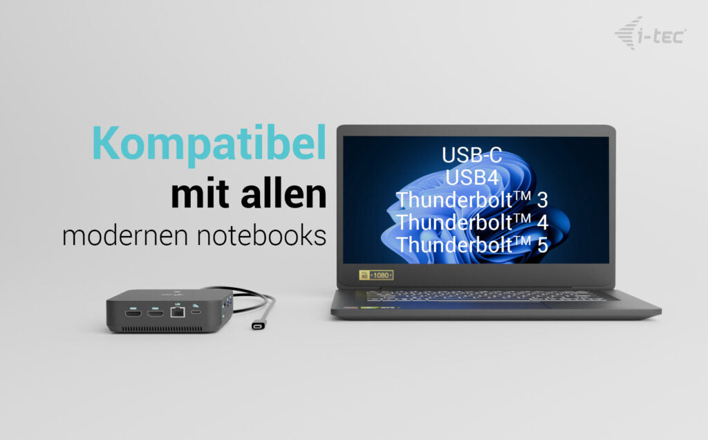 i-tec Dockingstation – USB-C, 1× DP, 2× HDMI, 5× USB-A, 100 W PD, GbE, 3,5 mm Audio, für Windows/Mac/Linux