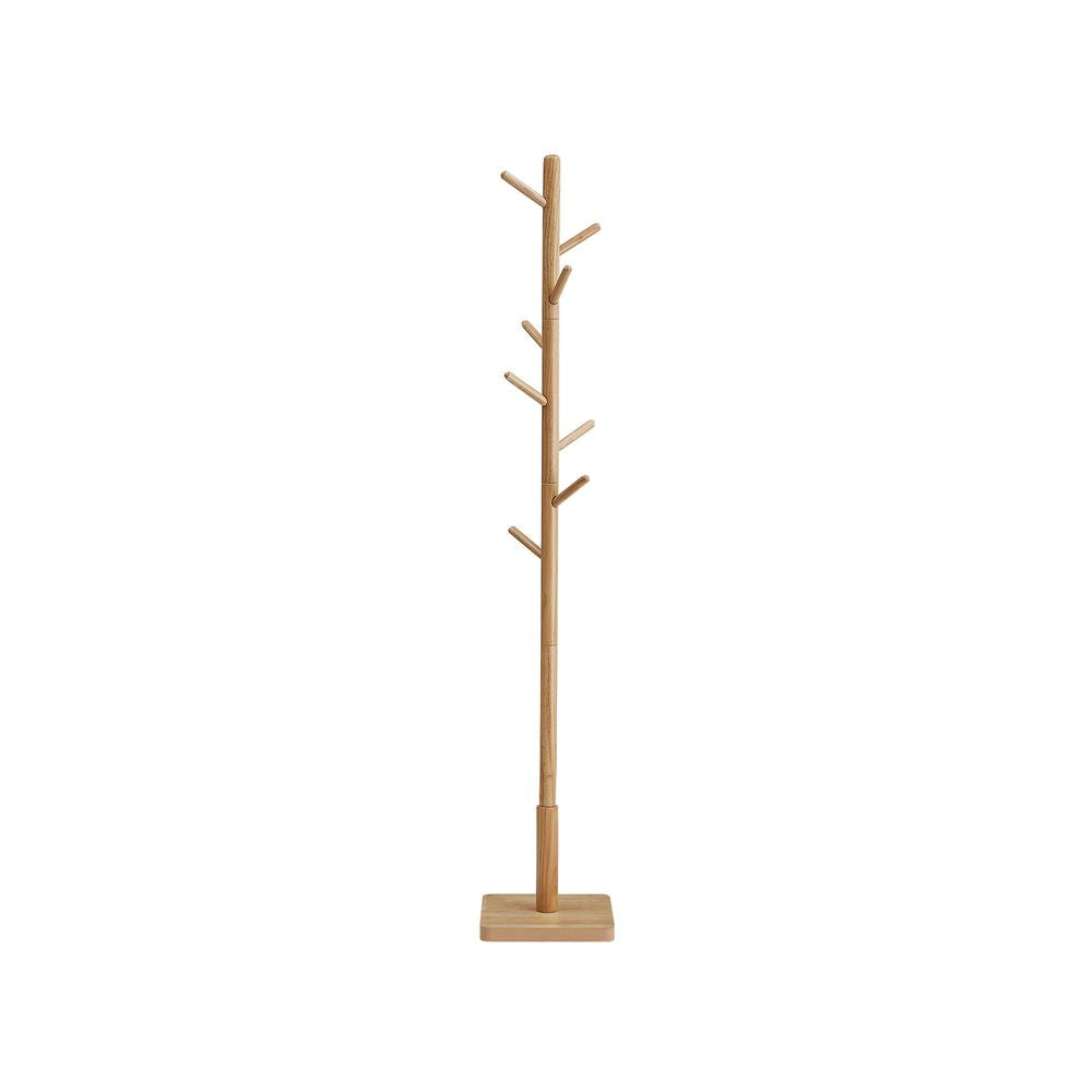 Vasagle Garderobenständer – 8 Haken, Gummibaumholz/MDF, Beige, 30 × 30 × 175 cm