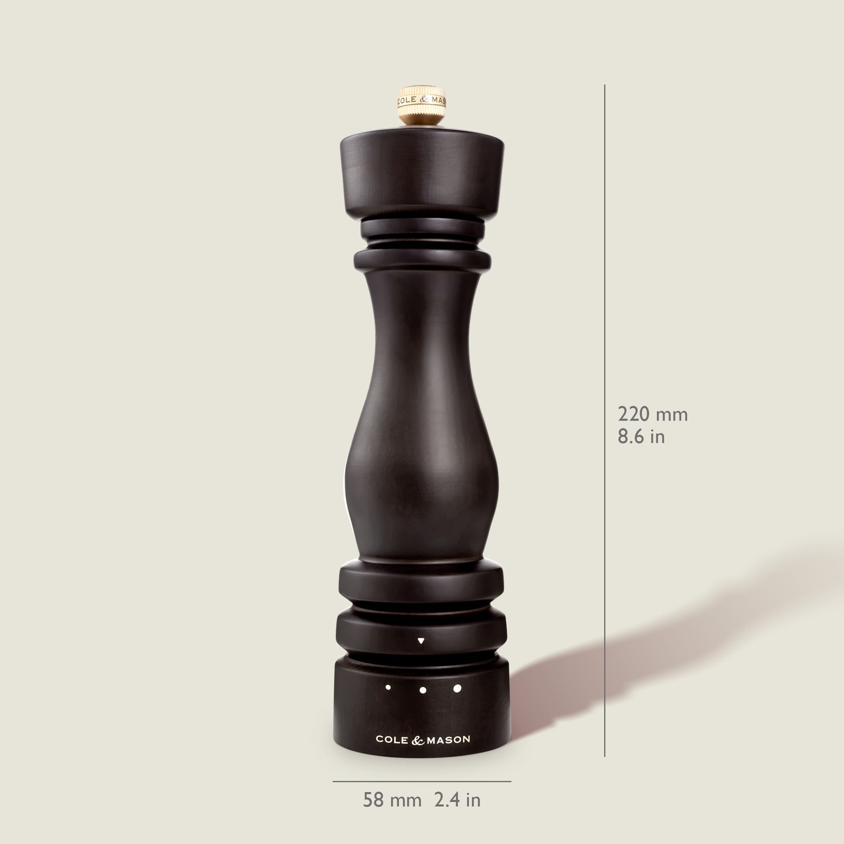 Cole & Mason Salz-/Pfeffermühle Ø 6 × 22 cm, Buche, Dunkelbraun