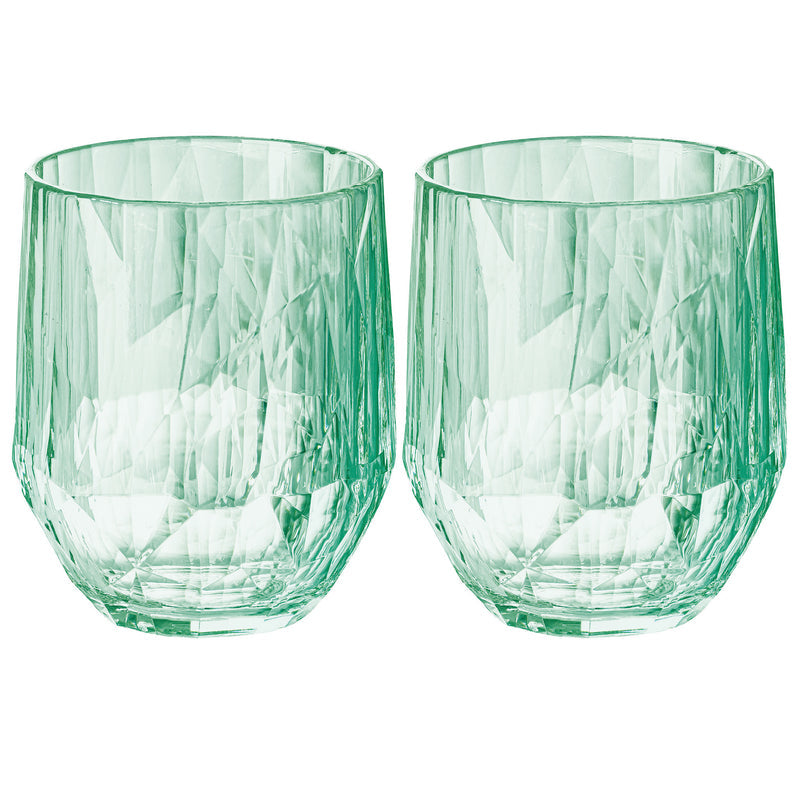 Koziol Trinkglas Club Nr. 24 – 2er Set, 300 ml, H 14,5 cm, Kunststoff, Jade, spülmaschinenfest, stapelbar