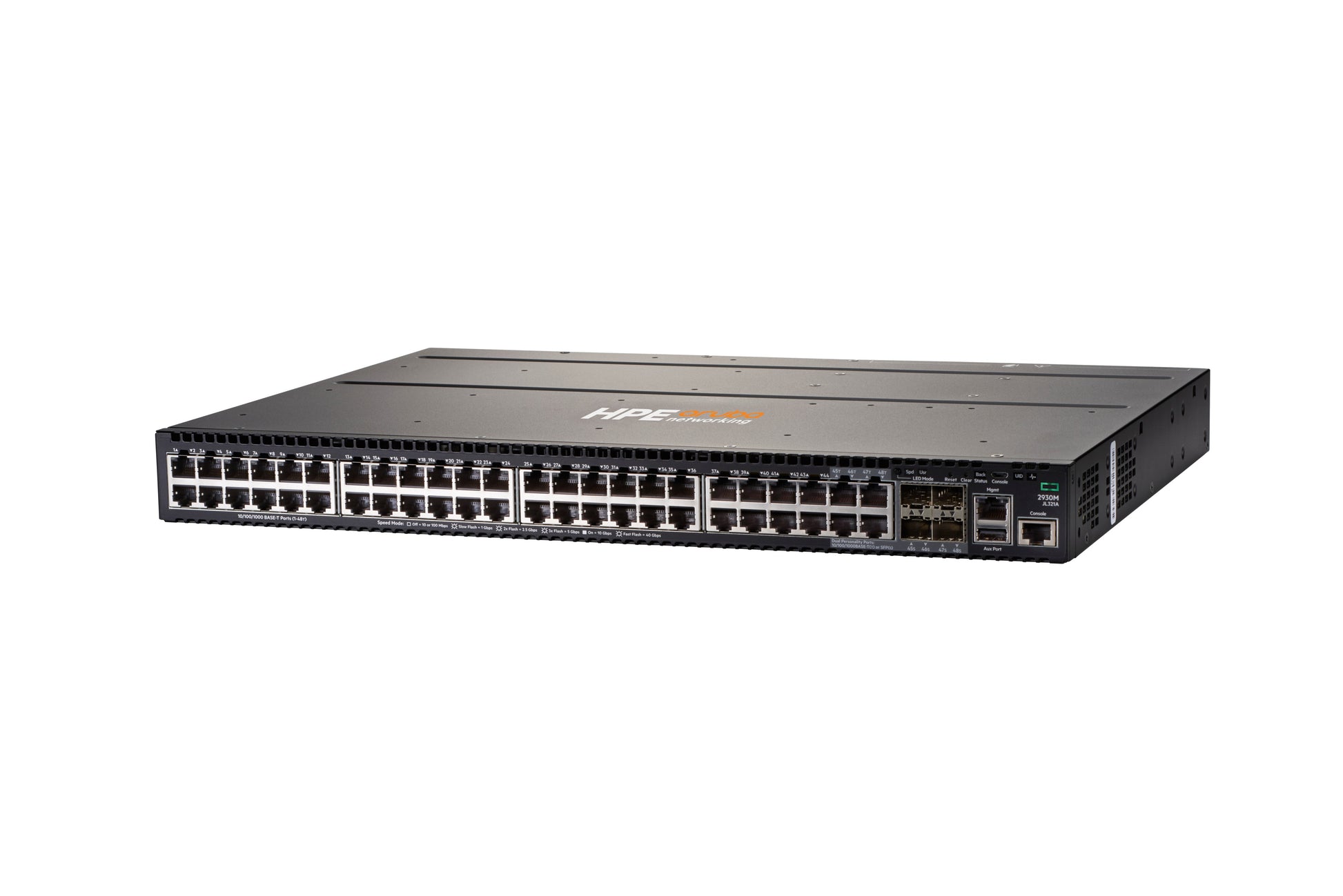 HPE Aruba 2930M 48G – Managed L3 Switch – 44× 1G, 4× SFP, 19", 1U