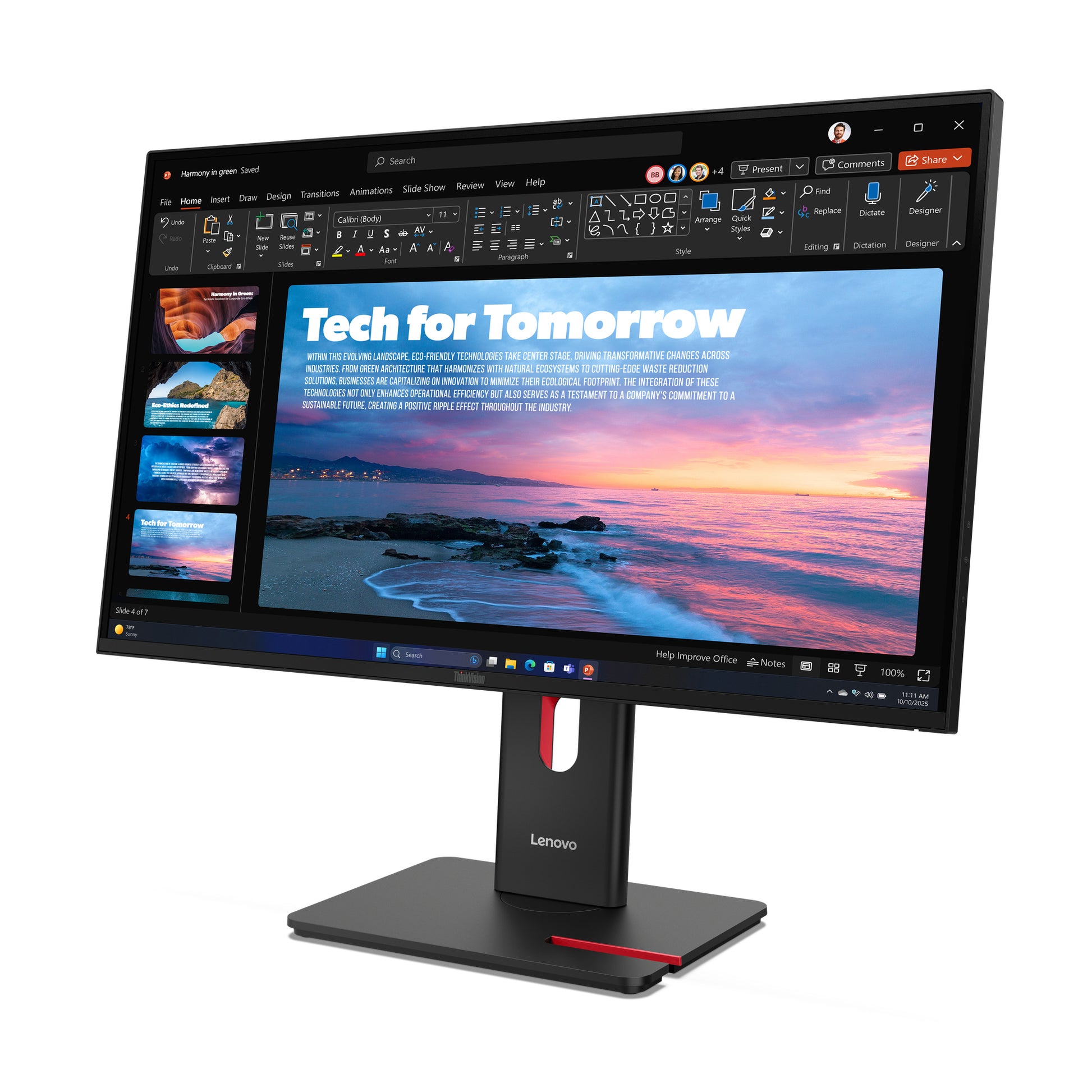 Lenovo T27QD-40 – Monitor, 2560 × 1440 (WQHD), IPS, HDMI, DisplayPort, USB-C