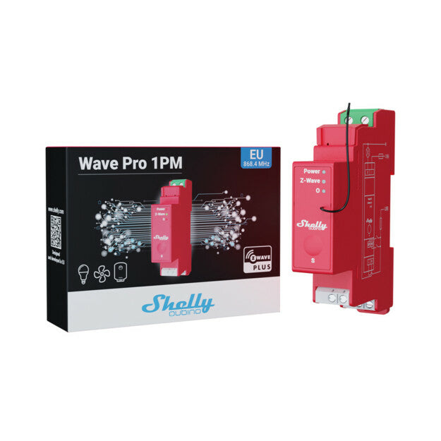 Shelly Wave Pro 1PM – Zubehör – Schaltaktor, 1 Kanal, 16 A, DIN-Schiene – für Z-Wave