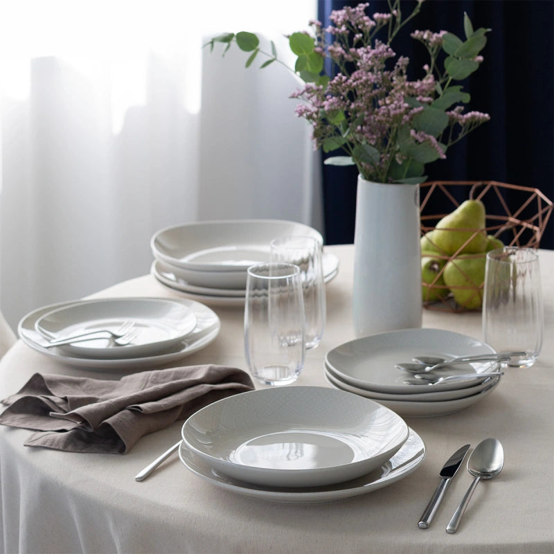 Lunasol Speise-Service Elements North Organic – Set 12-teilig, Ø 27/25/21 cm, Steingut, Beige