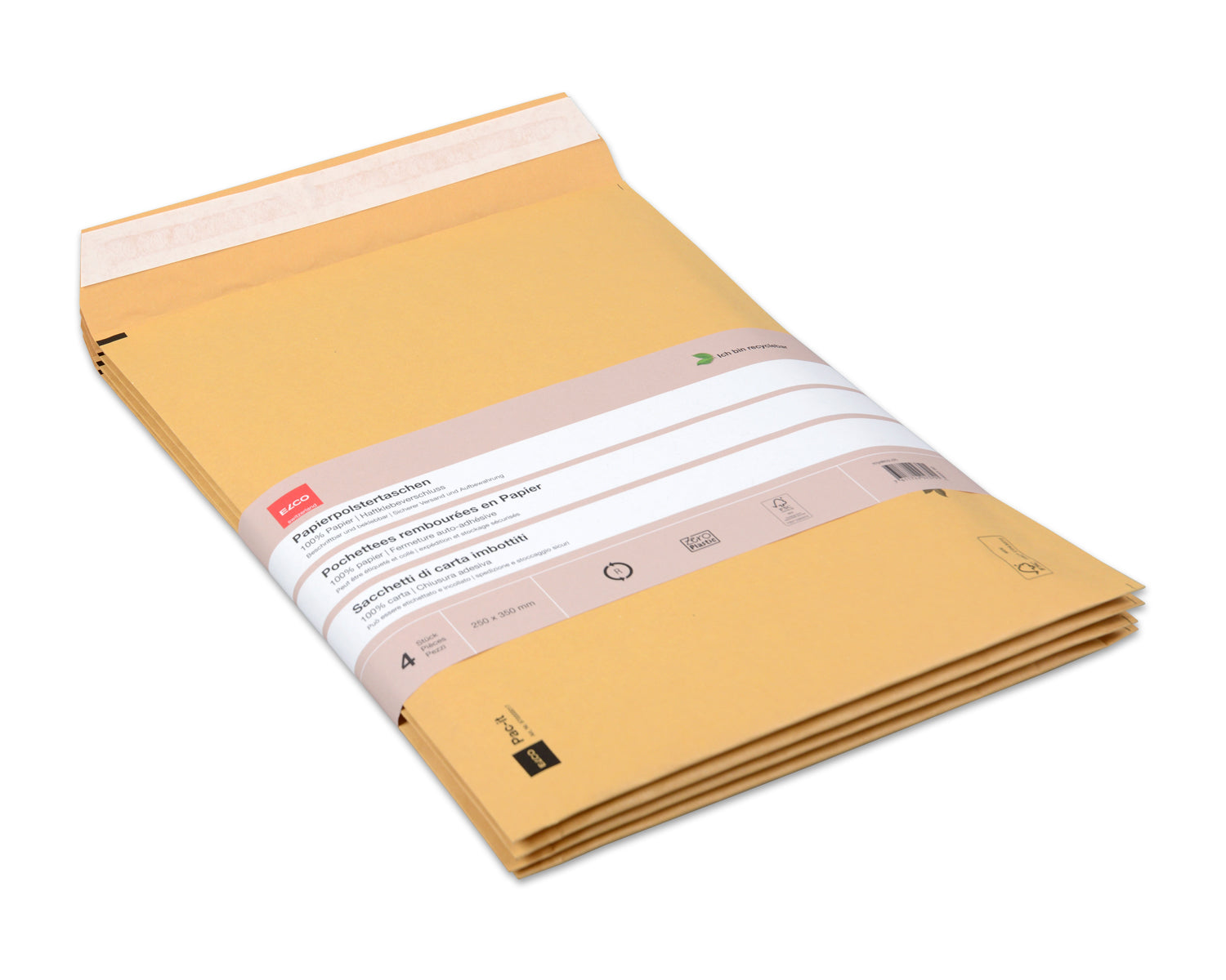 Elco Seitenfaltentasche – 250 × 350 mm, selbstklebend, Papier, braun – 40 Stk.