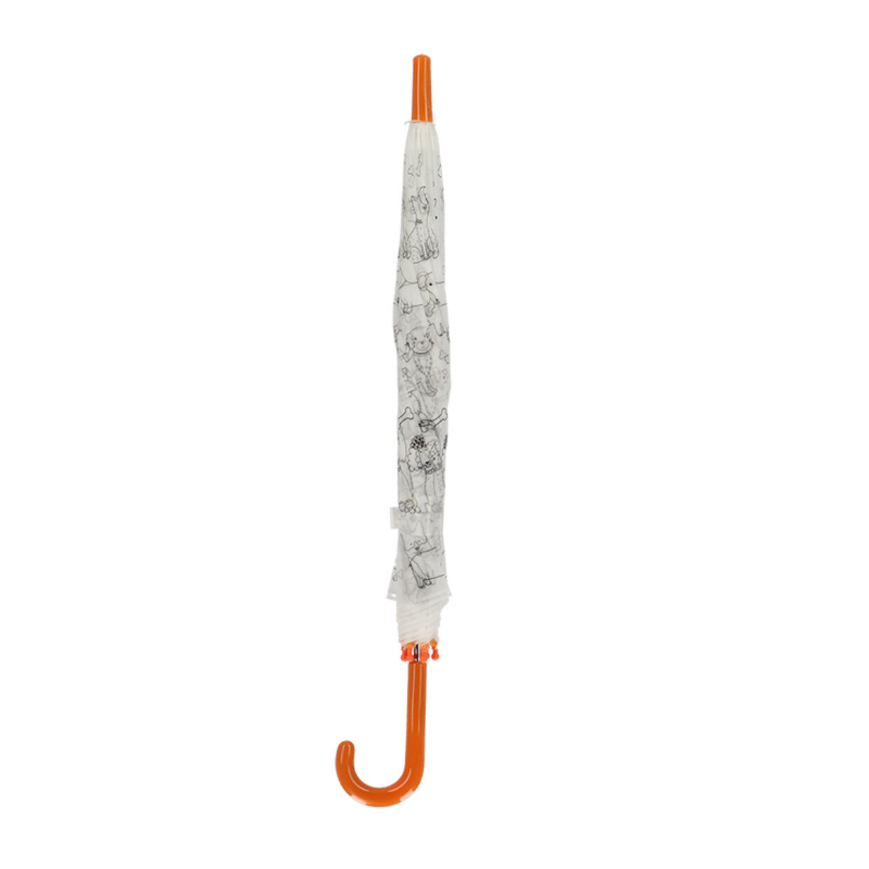 Esschert Design Stockschirm KG279 – Ø 70,5 cm, L 69,2 cm – Orange Hunde – zum Ausmalen, mit Markern