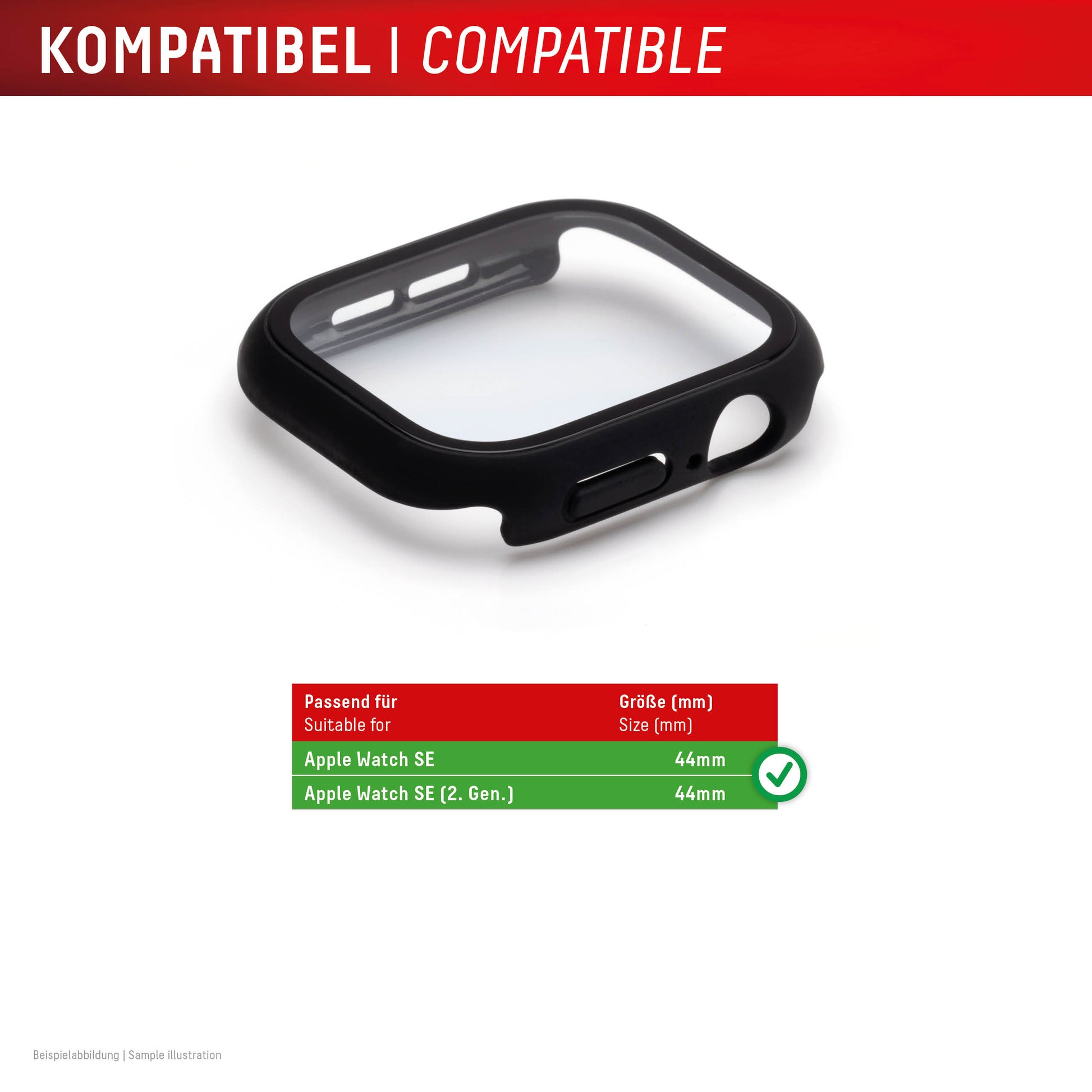 E.V.I. Displayschutz für Apple Watch SE/SE2 (44 mm) – Schwarz