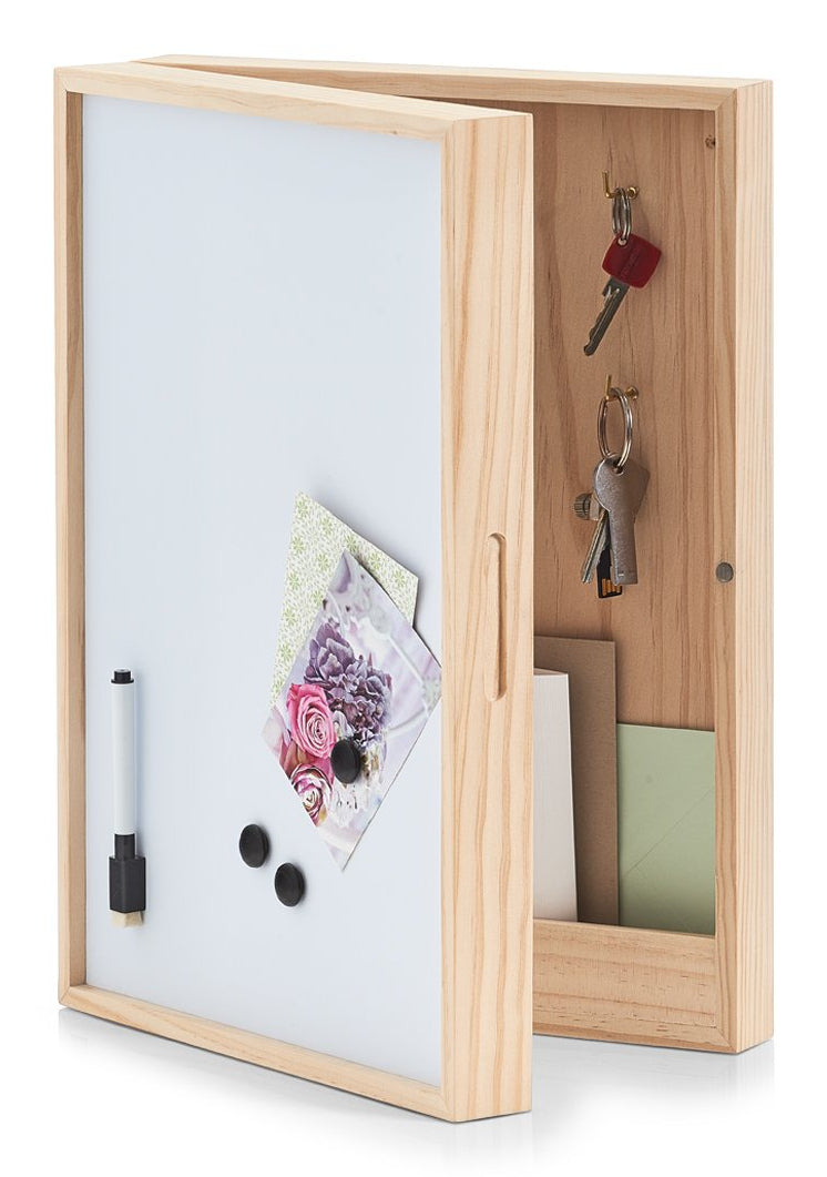 Zeller Present Memobord 15142 – Schlüsselleiste, 8 Haken, Holz, Hellblau, 300 × 80 × 420 mm