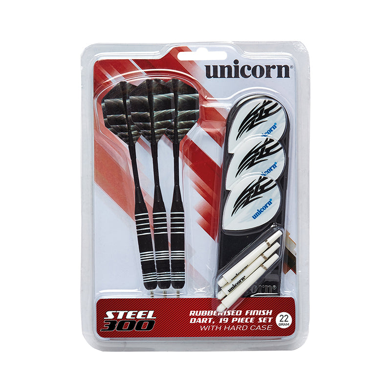 Unicorn S300 Dartpfeile (Stahlspitze) – 22 g, 3 Stück – Stahl, mehrfarbig