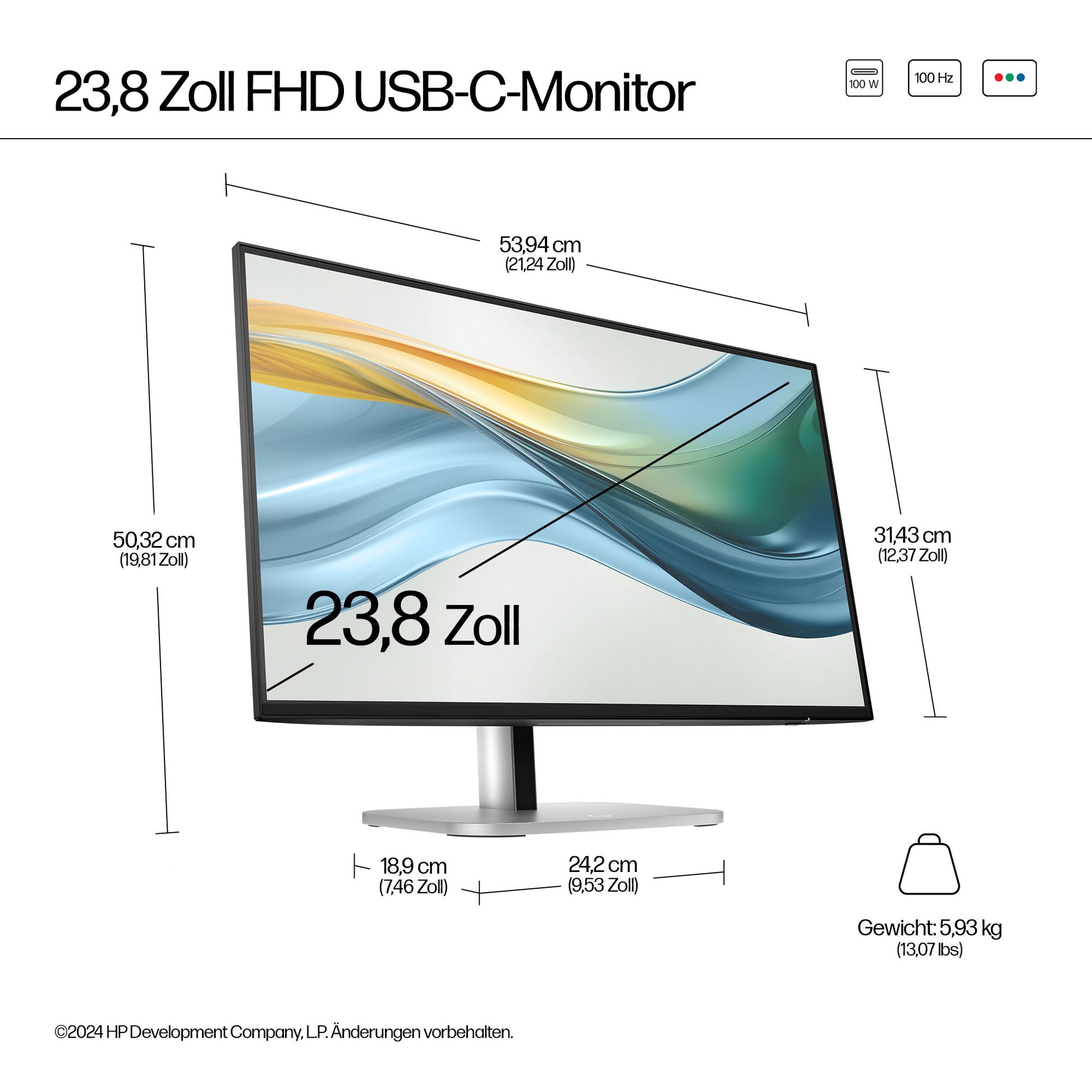 HP S5 PRO 524PU – Monitor, 1920 × 1080 (Full HD), USB-C