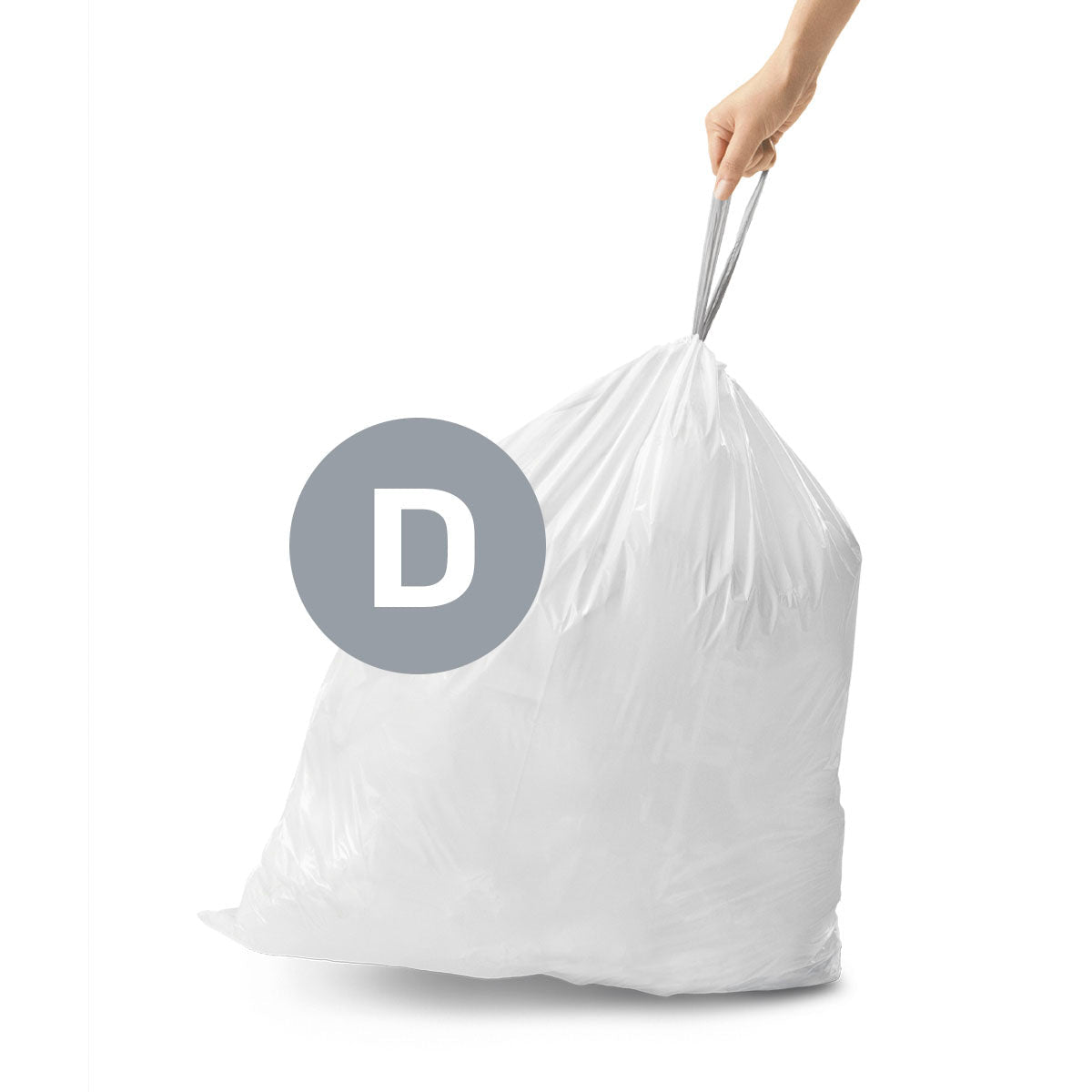 simplehuman Kehrichtsack für Code D – 20 l, mit Zugband, PE, Weiss, 708 × 401 mm, 100 Stk