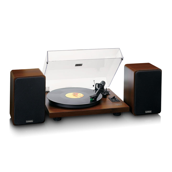 Lenco LS-600WA – Plattenspieler (Riemenantrieb, manuell), Bluetooth, Phono-Vorverstärker, 33⅓/45 U/min – Holz/Schwarz