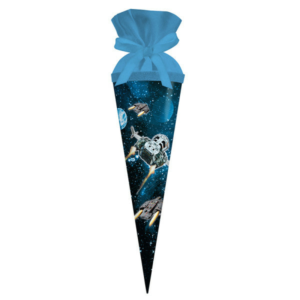 Goldbuch Schultüte ohne Inhalt – Raumschiff – 35 cm, rund, Karton, blau, Tunnelzug, 1er-Pack