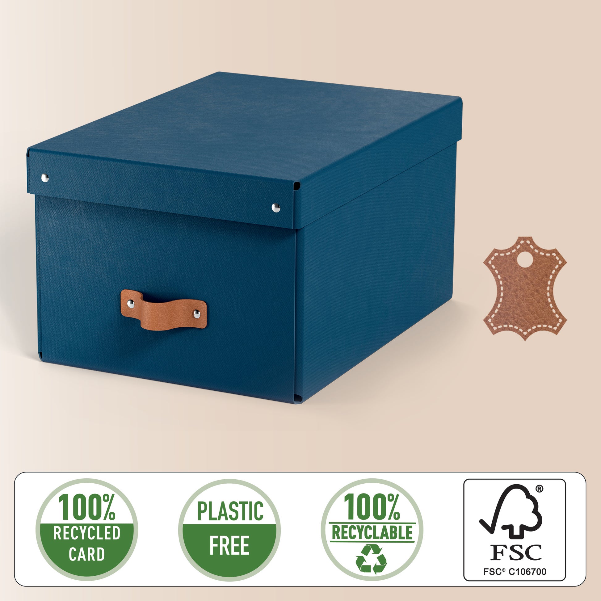 Leitz Aufbewahrungsbox 17 l – mit Tragegriff, 265 × 200 × 355 mm, Nachtblau, Karton, 2er Pack