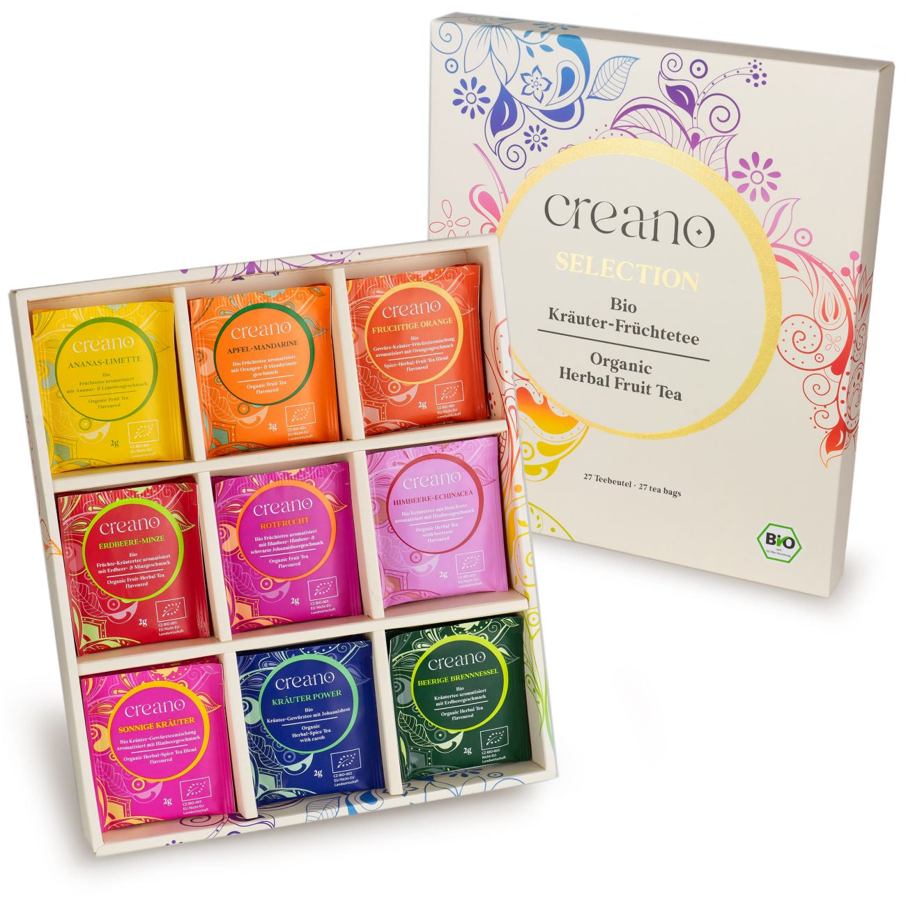 Creano Geschenkset Kräutertee – 27 Beutel – Bio
