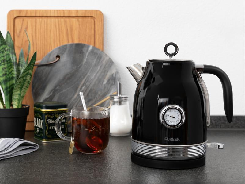 Furber. Furber Wasserkocher – 1,7 l, Edelstahl, Schwarz, F01083