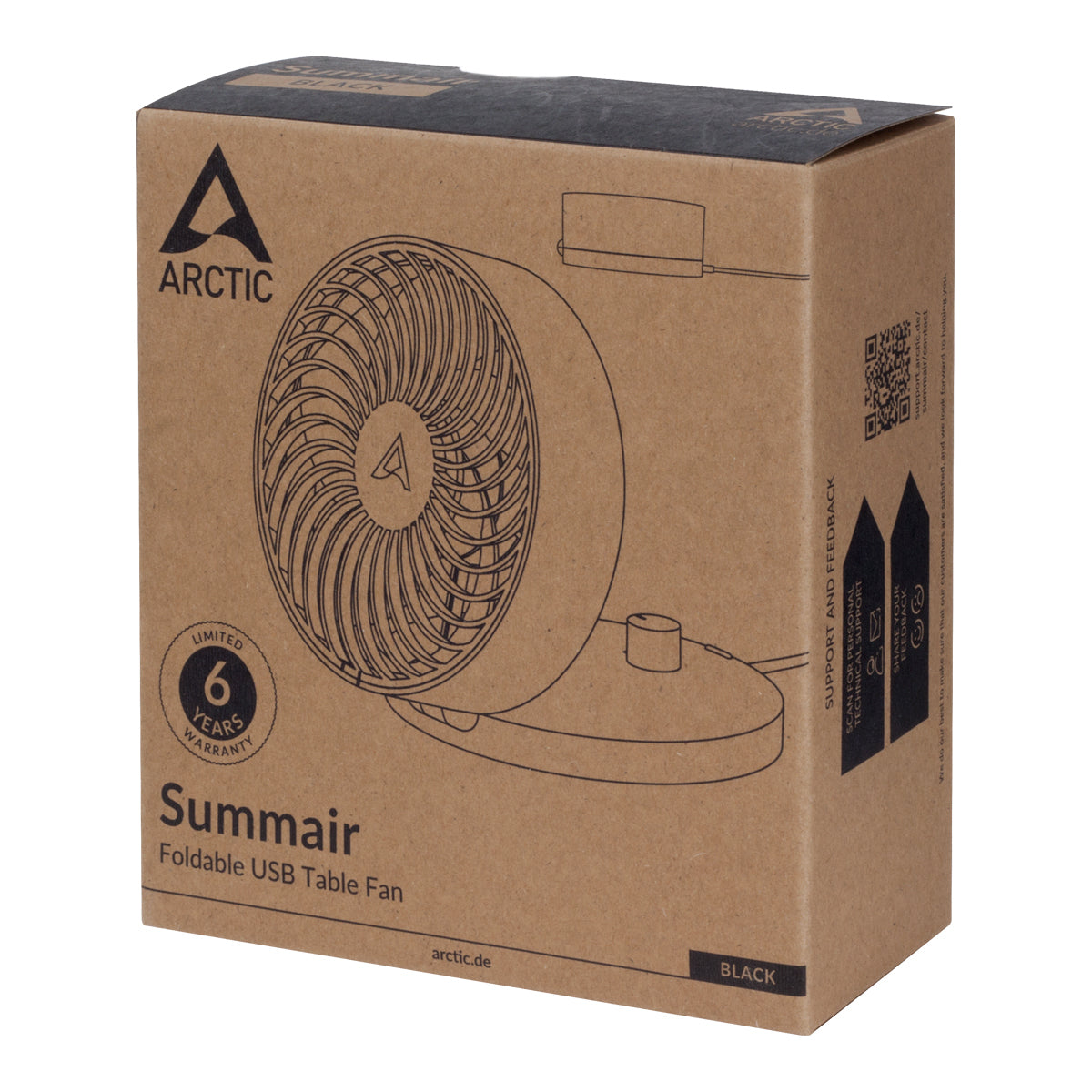 ARCTIC USB-Tischventilator Summair – 11,2 cm, 4,5 W, Schwarz
