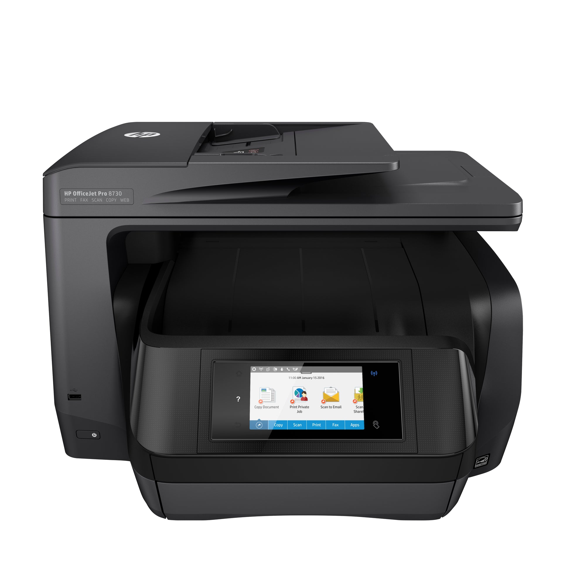 HP Officejet Pro 8730 – Farbiger Tintenstrahl-MFP A4, 4-in-1 – USB/WLAN – Duplex, ADF – 24 Seiten/Min. S/W, 20 Seiten/Min. Farbe
