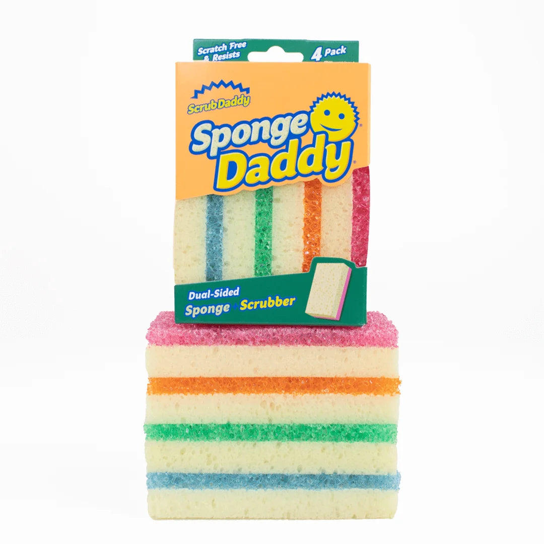 Scrub Daddy Spülschwamm – Rechteckig, für Küche, Auto, empfindliche Oberflächen, mehrfarbig, 4 Stk.
