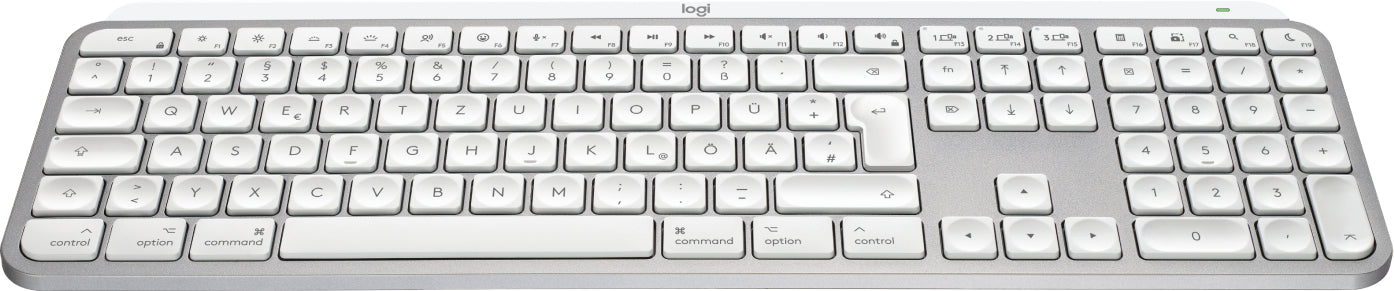 Logitech MX Keys S für Mac – Tastatur, kabellos (Bluetooth), DE-Layout (DE), Weiss – für macOS