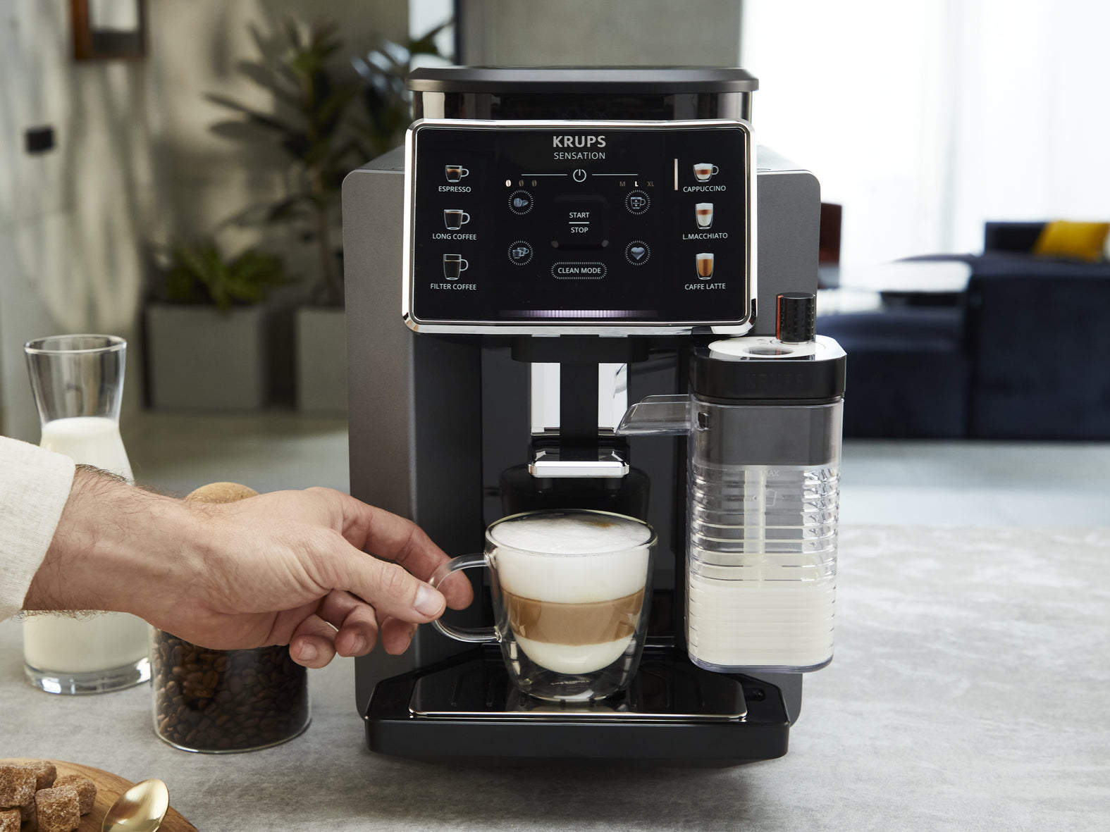 Krups Sensation Milk M50 EA9129 Kaffeevollautomat – 1,7 l, 260 g Bohnenbehälter, 15 bar, Milchaufschäumer