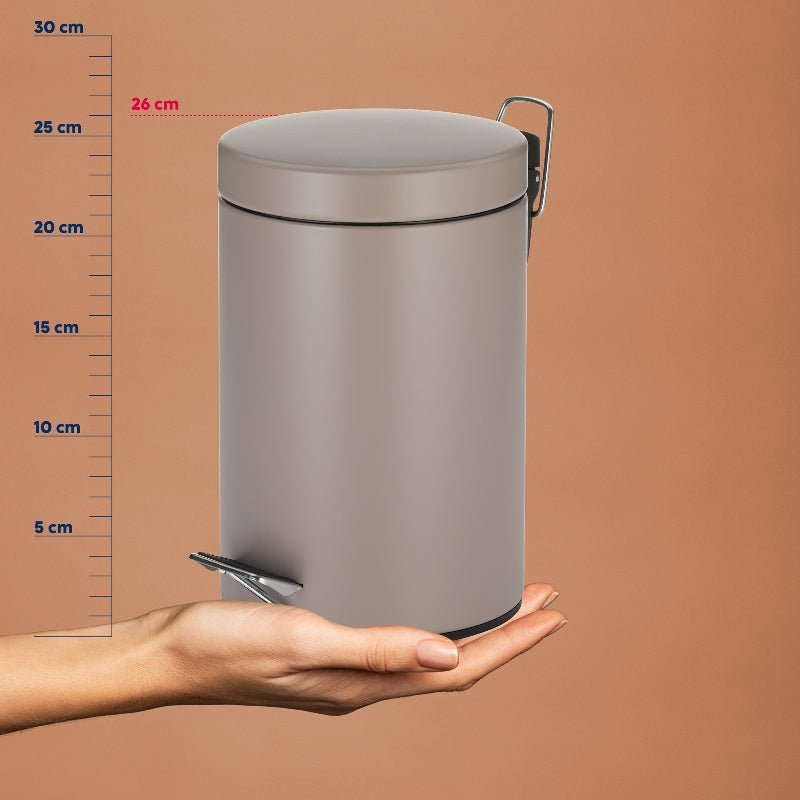 Kela Tisch-Abfallbehälter Monaco – 3 l – mit Deckel – Metall, Braun – Ø 170 × H 260 mm