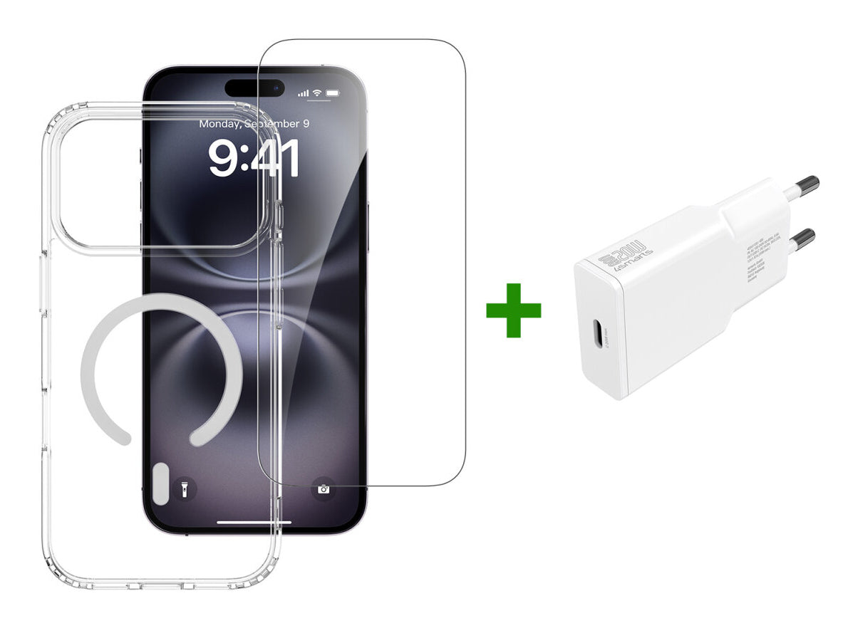 4smarts 3in1 Set – Backcover – für Apple iPhone 17 Pro Max, MagSafe, Gehärtetes Glas, Transparent, 3er-Set