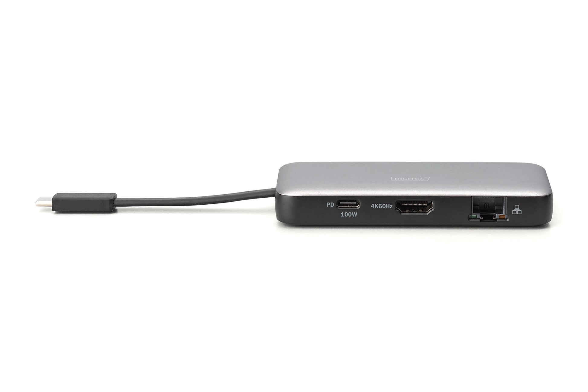 Digitus Multiport-Adapter – USB-C, 1× DP, 2× HDMI, 2× USB-A, 100 W PD, GbE, für Windows/Mac/ChromeOS