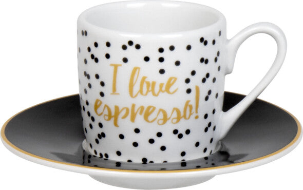 Könitz Porzellan Könitz Espressotasse Love – 4er Set, 85 ml, Porzellan, Weiss, spülmaschinenfest, mikrowellengeeignet