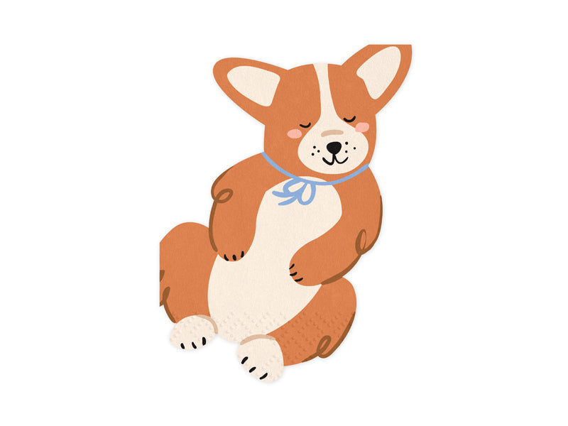 PartyDeco Servietten Corgi, 11 × 15 cm, mehrfarbig – 12 Stk.
