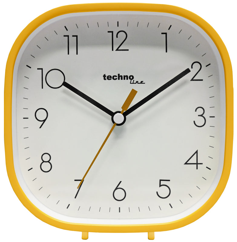 Technoline Quarz-Wecker – Analog, lautlos, Schlummerfunktion, 15 × 15,6 × 5 cm, Orange
