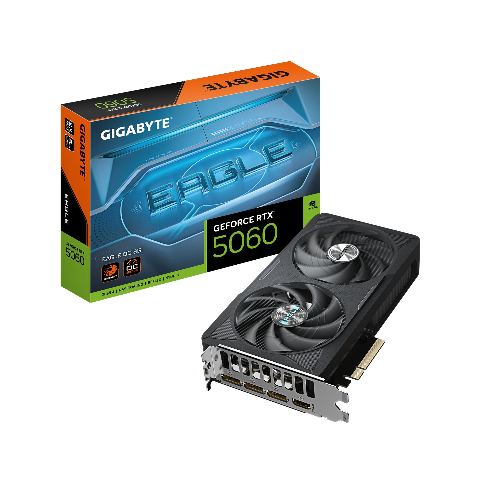GIGABYTE GeForce RTX 5060 EAGLE OC 8G – PCIe Grafikkarte – 8 GB GDDR7, 3×DisplayPort, 1×HDMI, TDP 109 W