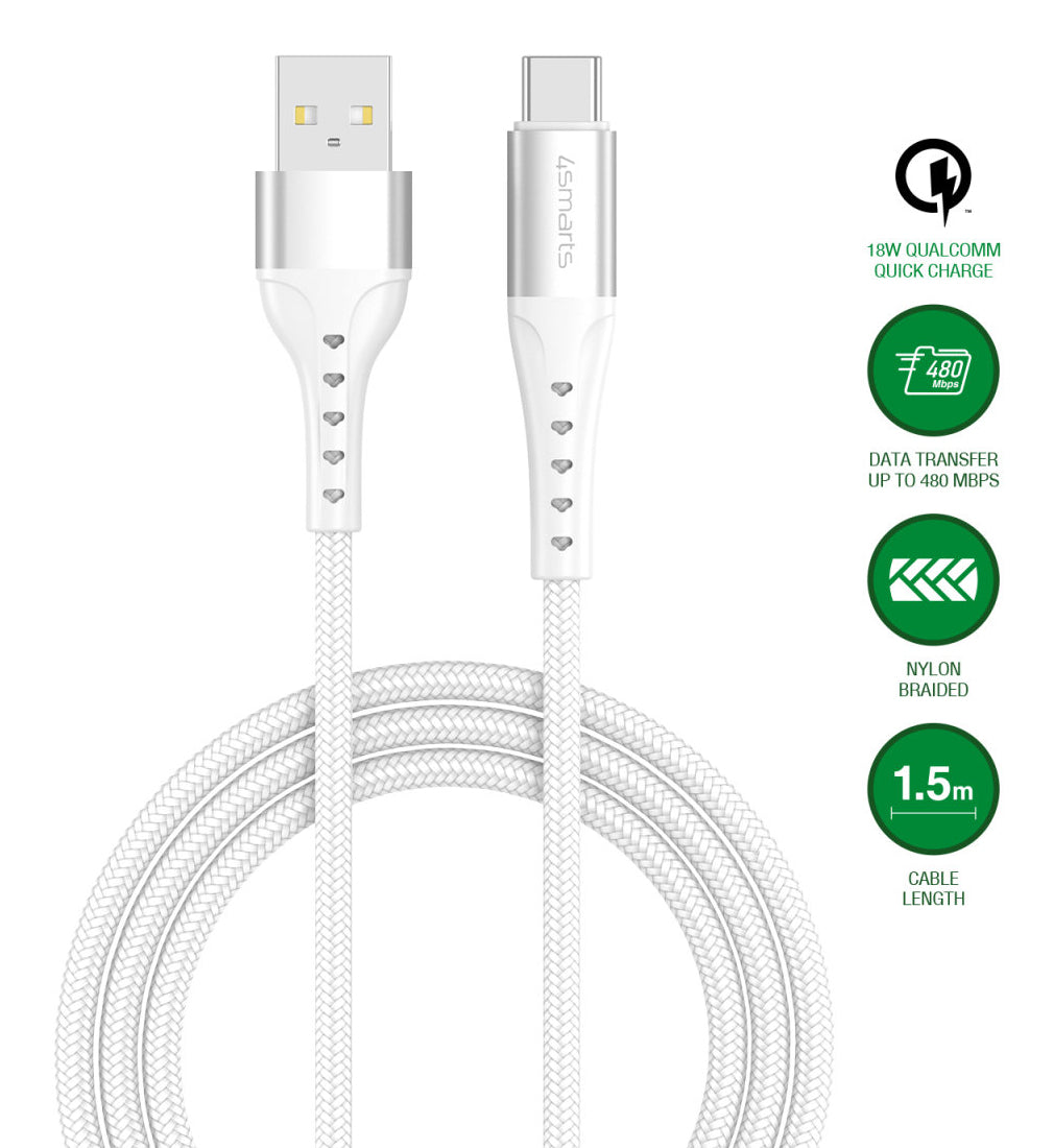 4smarts Kabel – USB-A auf USB-C 1,5 m, PD 18 W – für USB-C Geräte