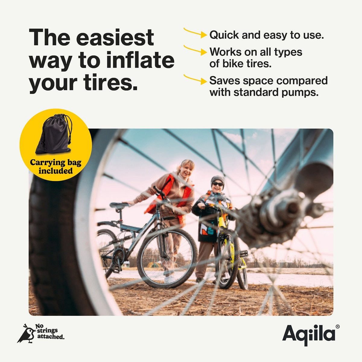 Aqiila Airbird P1 Tragbarer Kompressor – 8,3 bar / 120 PSI – Akku, USB-C – Schlauch & Adapter