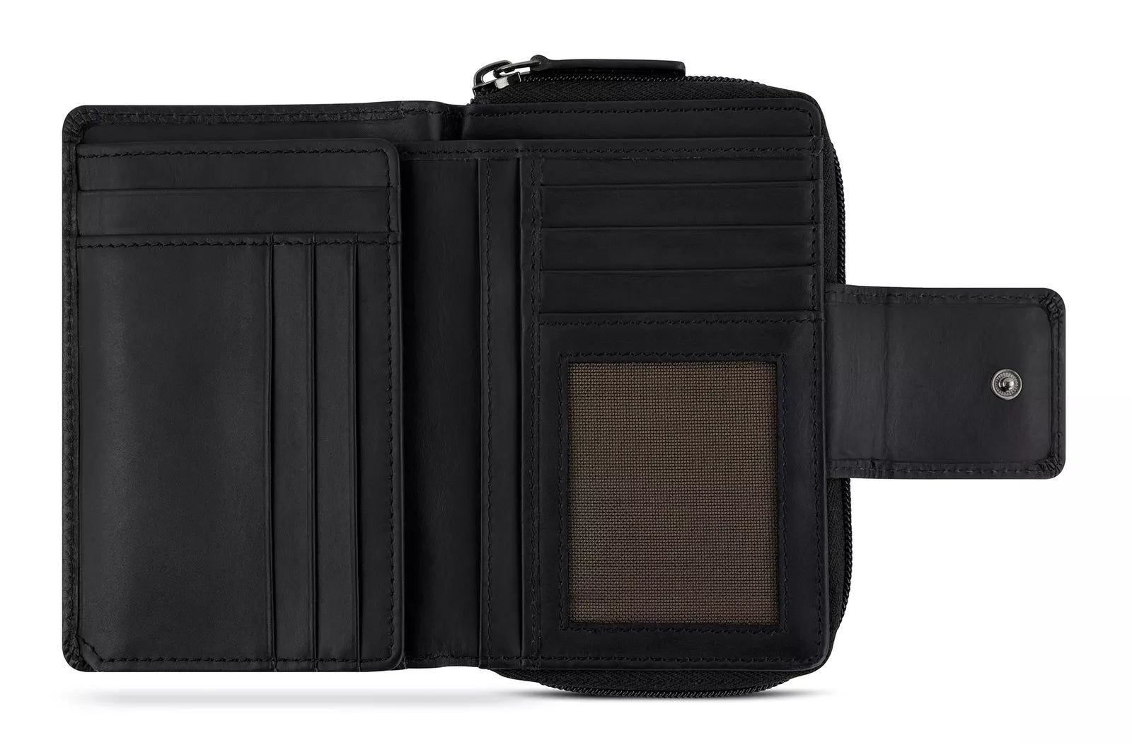 Bugatti cases Bugatti – Brieftasche Sina – Münzfach, Reissverschluss, 12 Kartentaschen – 137 × 95 × 30 mm – schwarz