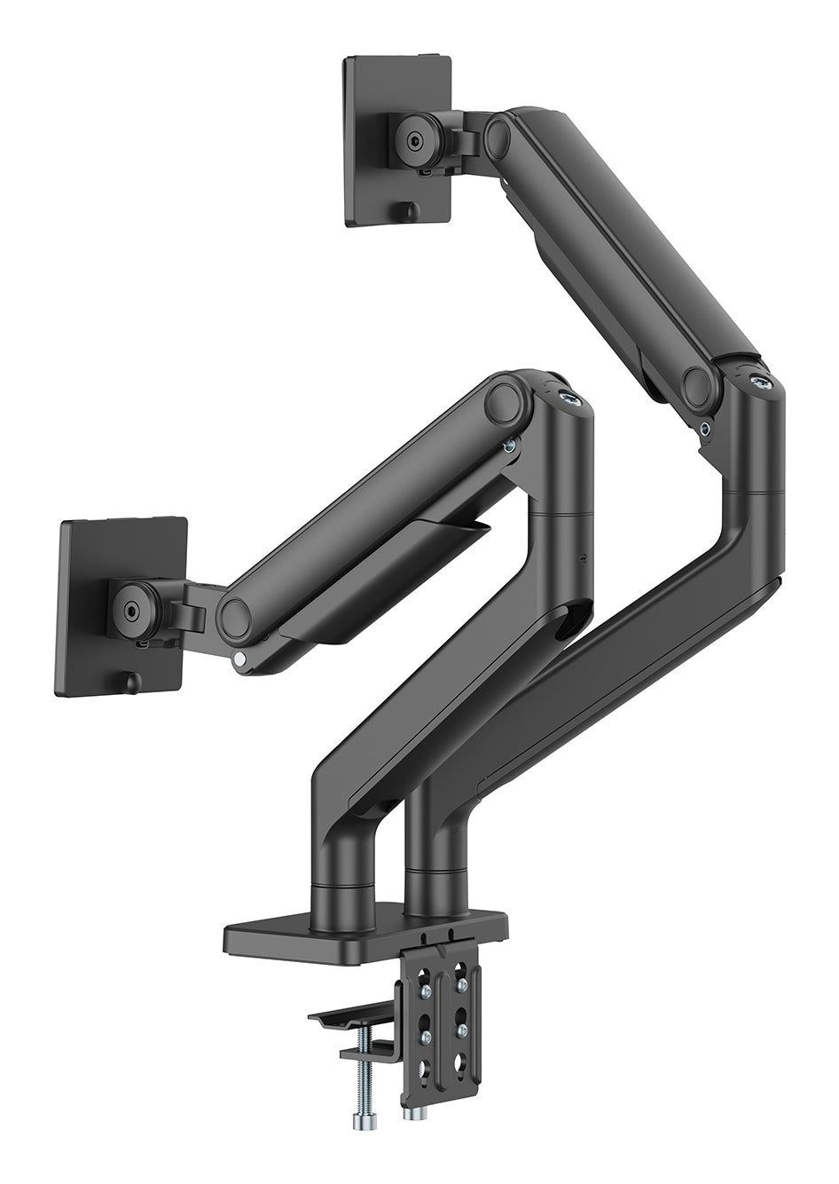 Digitus Monitorarm, Dual, Tischklemme, bis 45", VESA 75 × 75/100 × 100 mm, 20 kg, neigbar, schwarz