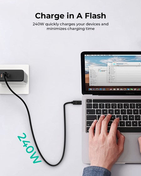 AUKEY USB-Kabel – USB-C zu USB-C – USB4 20 Gbit/s – 0,8 m – PD 240 W – USB‑IF zertifiziert – Schwarz