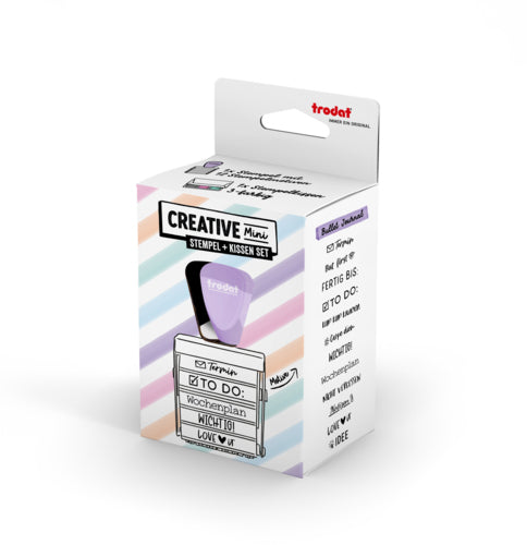 Trodat Bullet Journal Motivstempel, selbstfärbend, 12 Motive, 30 × 5 mm, Kissen sortiert, deutsch