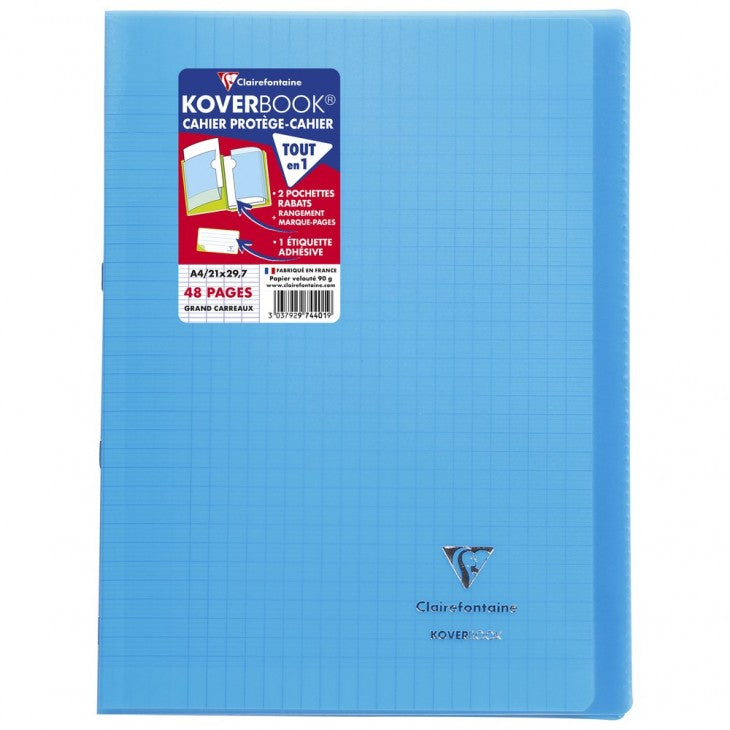 Clairefontaine Notizheft – A4 – 48 Seiten – 90 g/m² – geheftet, transparentes PP-Cover, assortiert, PEFC