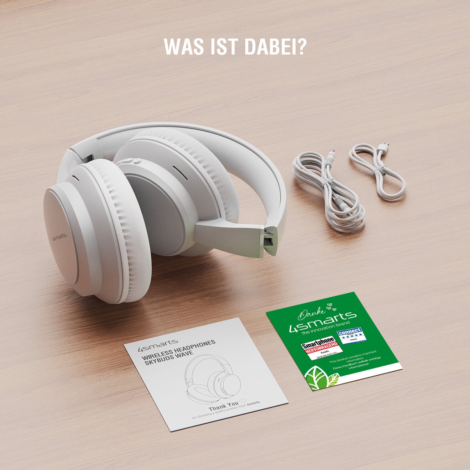 4smarts SkyBuds Wave Over-Ear Kopfhörer – Kabel + BT, 3,5 mm Klinke, USB-C, Weiss, BT 5.4