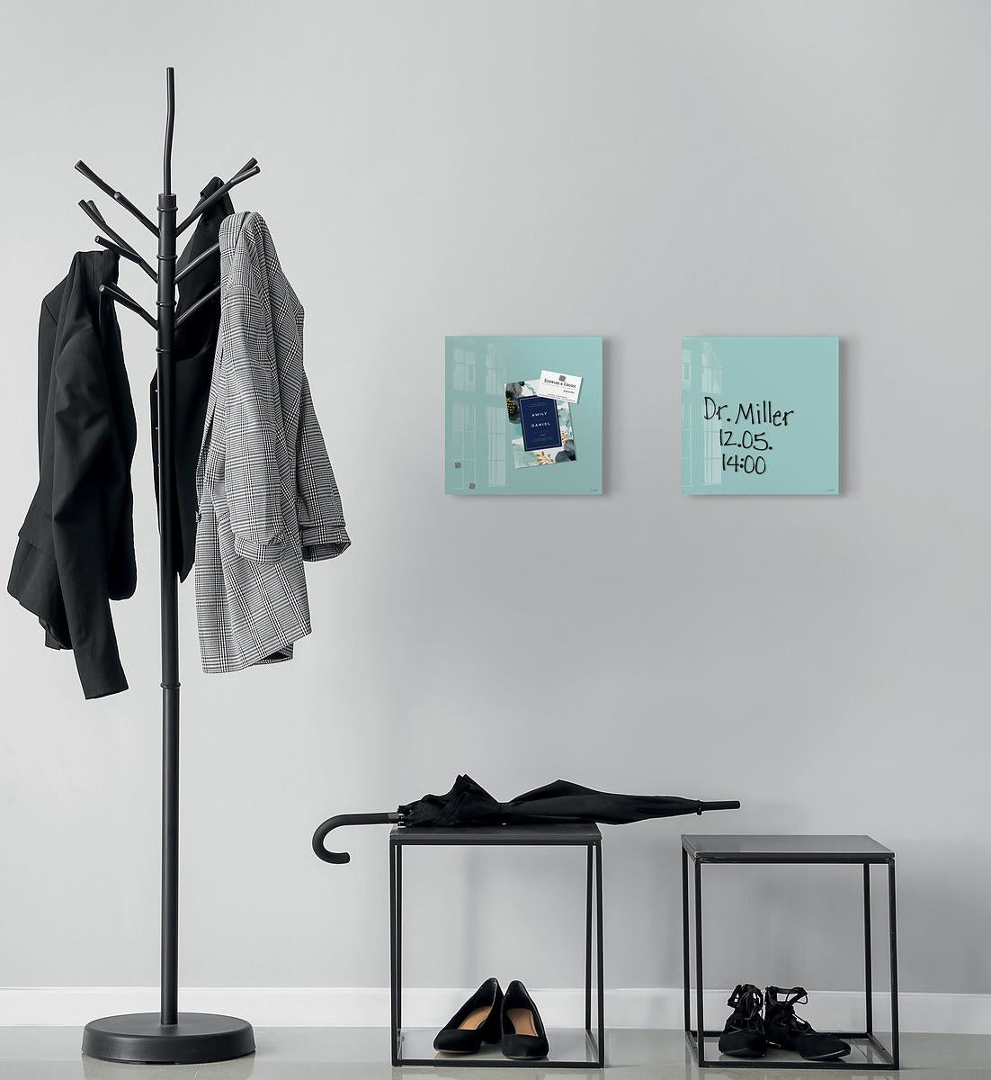 Sigel Whiteboard – 30 × 30 cm, Glas, magnetisch, Wandmontage, inkl. Montagesatz, Magnete